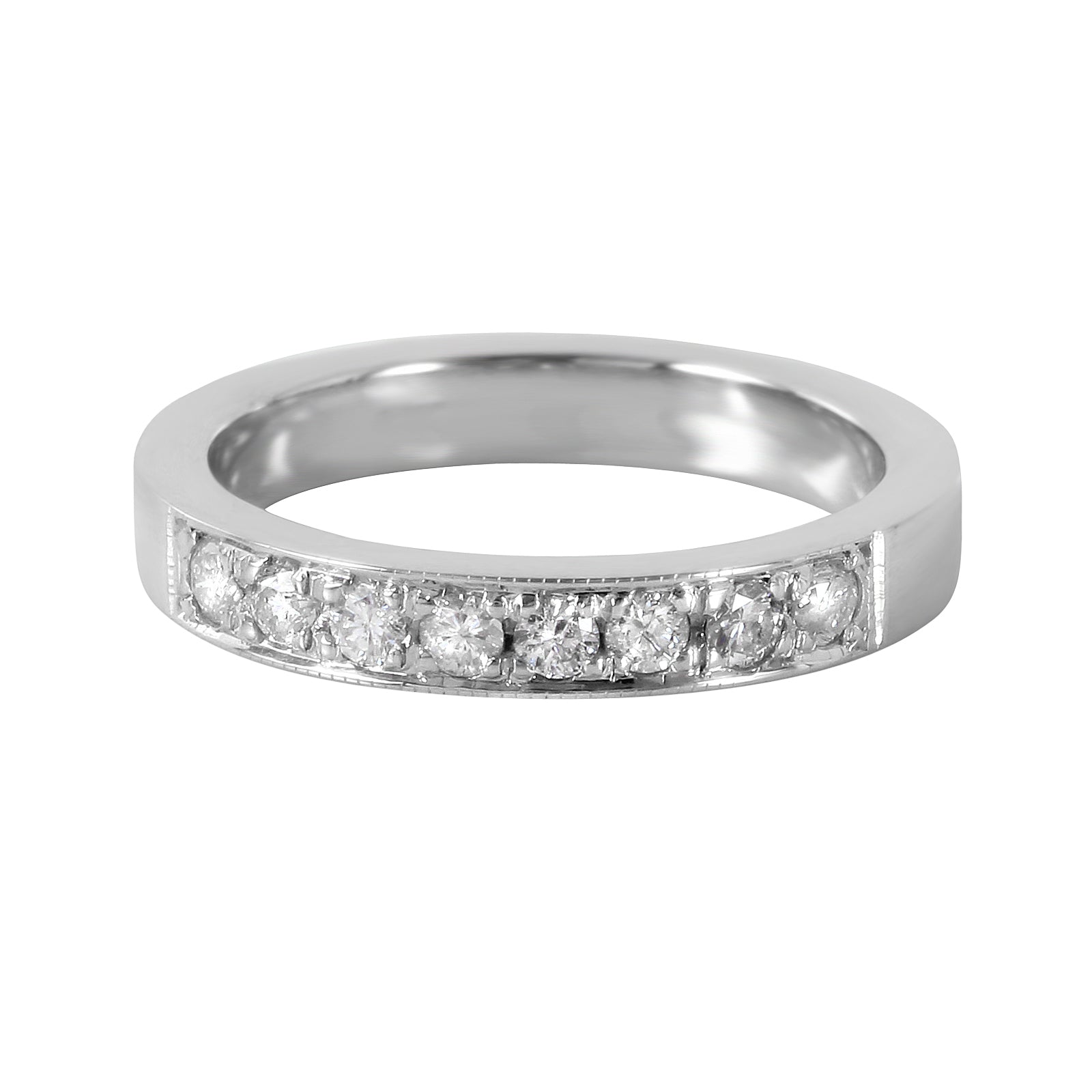 14KT White Gold  Diamond Wedding Band, 3.40gm. Size: 5.00