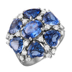 18KT White Gold 9.45ctw Tanzanite Diamond Ring Size 6.75