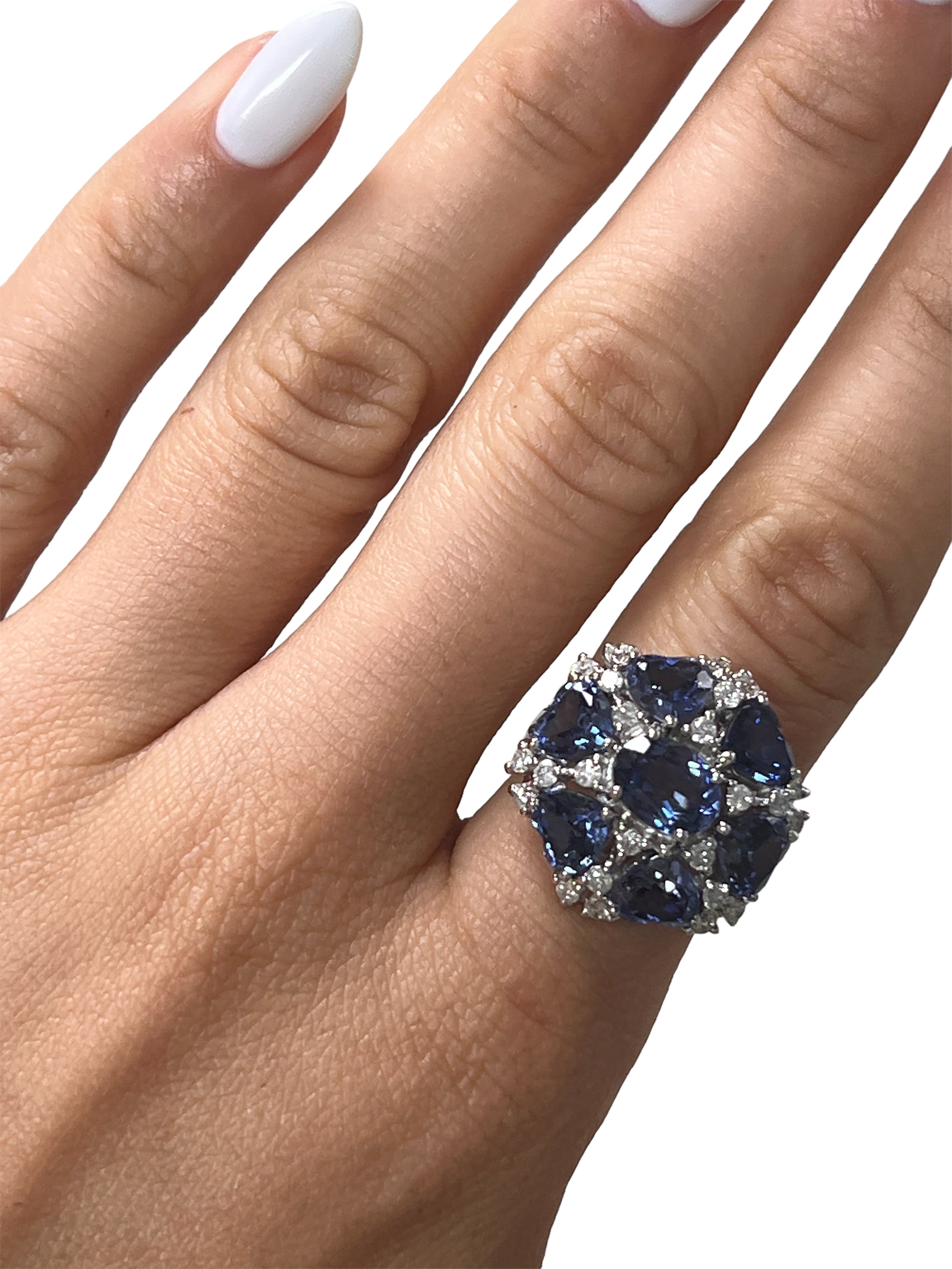 18KT White Gold 9.45ctw Tanzanite Diamond Ring Size 6.75