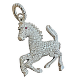 18kt White Gold and 1.00ct Diamond Horse-Shaped Pendant with Ruby Eye