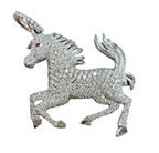 18kt White Gold and 1.00ct Diamond Horse-Shaped Pendant with Ruby Eye