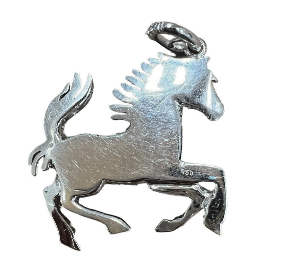 18kt White Gold and 1.00ct Diamond Horse-Shaped Pendant with Ruby Eye