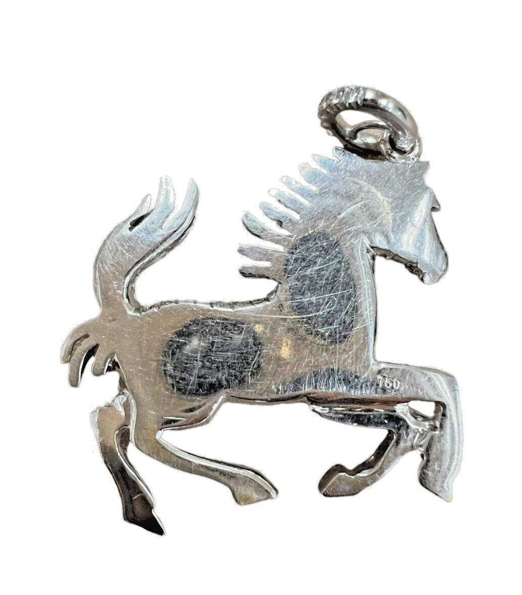 18kt White Gold and 1.00ct Diamond Horse-Shaped Pendant with Ruby Eye