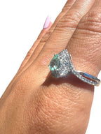 Rhapsody 950 Platinum AAAA Tourmaline Diamond Halo Ring Sz 7.75 1.15ctw