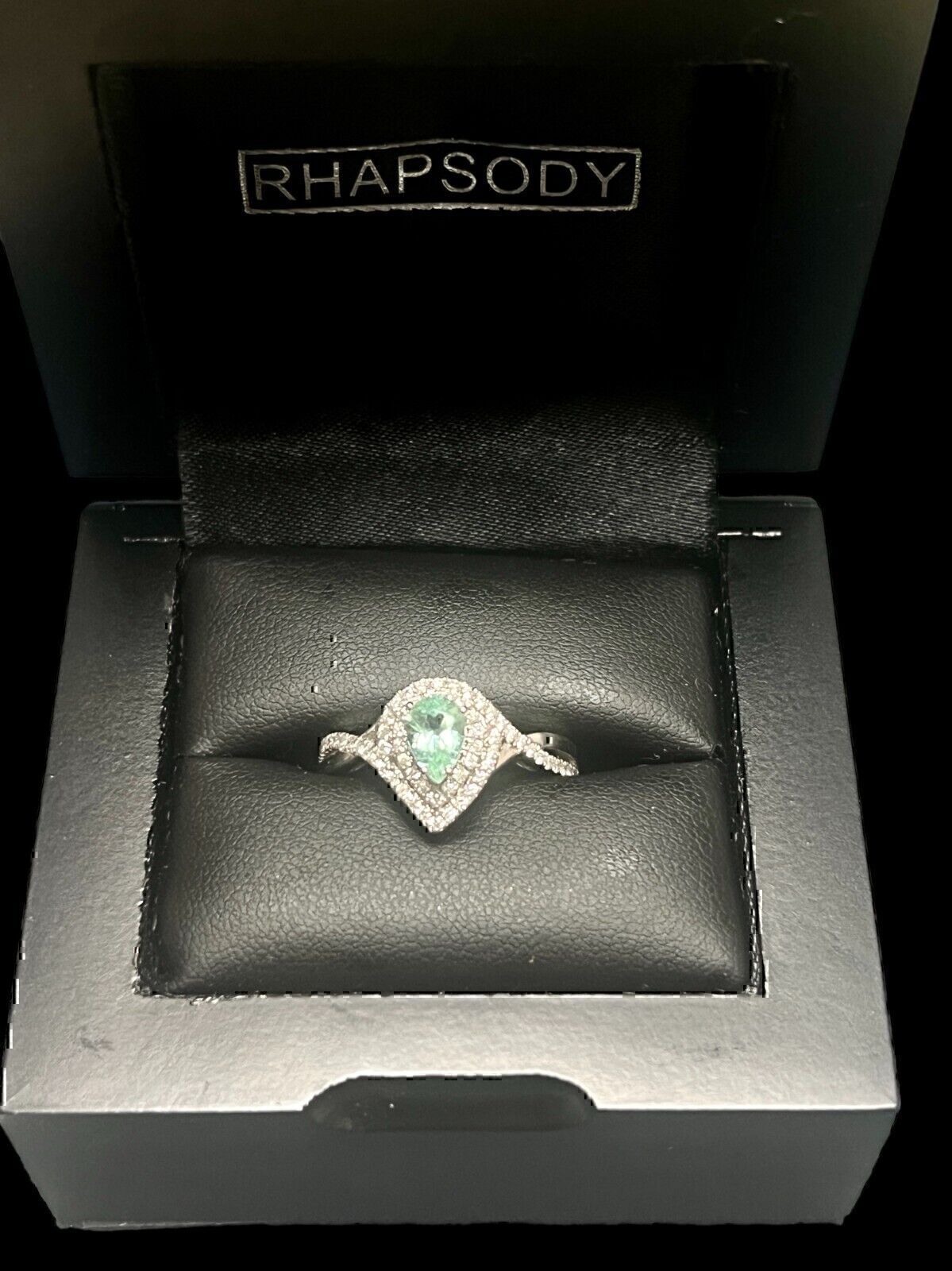 Rhapsody 950 Platinum AAAA Tourmaline Diamond Halo Ring Sz 7.75 1.15ctw