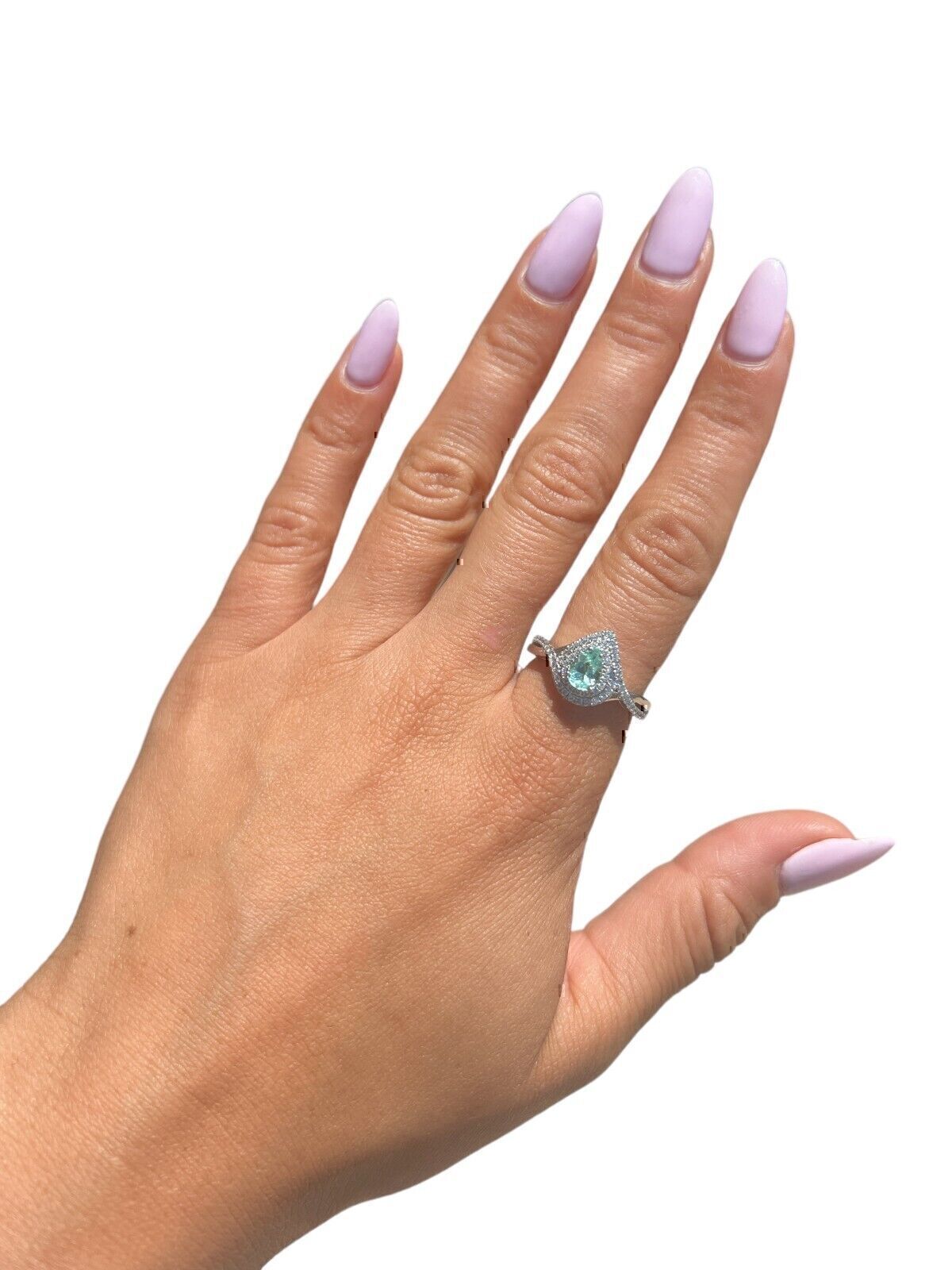 Rhapsody 950 Platinum AAAA Tourmaline Diamond Halo Ring Sz 7.75 1.15ctw