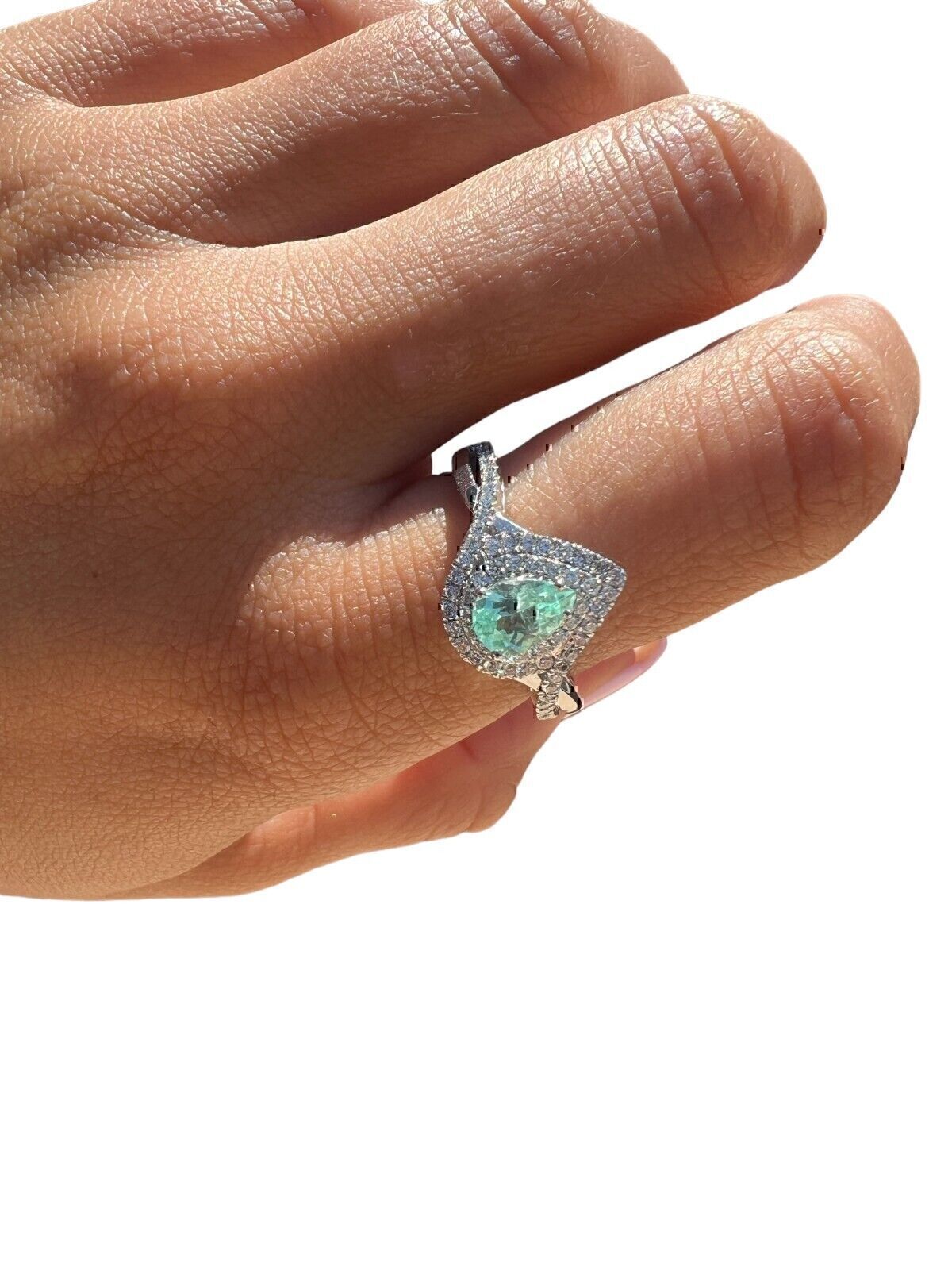 Rhapsody 950 Platinum AAAA Tourmaline Diamond Halo Ring Sz 7.75 1.15ctw