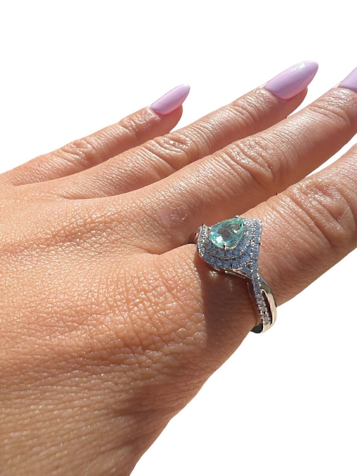 Rhapsody 950 Platinum AAAA Tourmaline Diamond Halo Ring Sz 7.75 1.15ctw