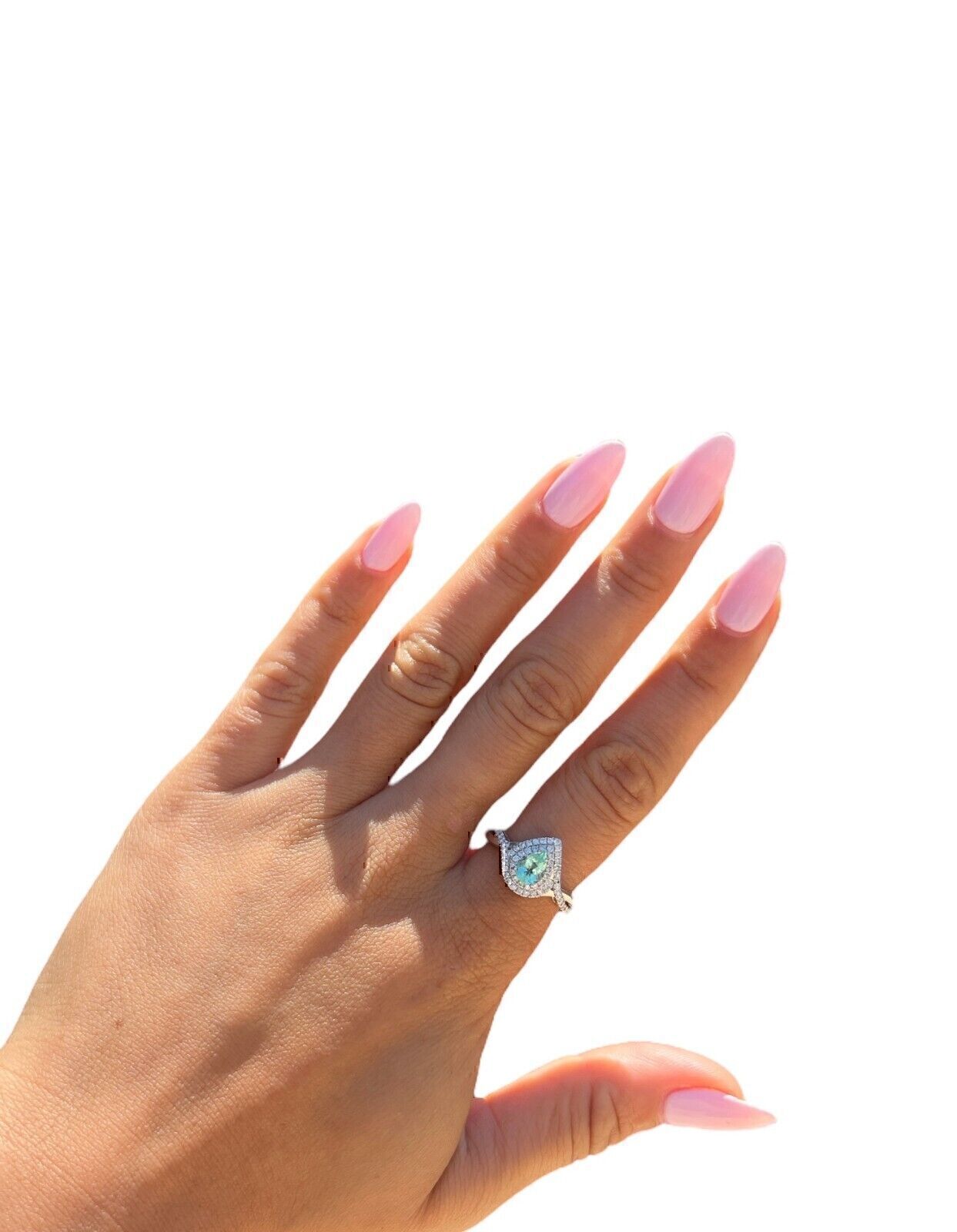 Rhapsody 950 Platinum AAAA Tourmaline Diamond Halo Ring Sz 7.75 1.15ctw