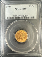1907 US 2 1/2 Dollar Liberty Gold Piece PCGS MS64