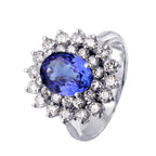 14KT White Gold 3.27ctw Tanzanite & Diamond Cocktail Ring Size 6.75