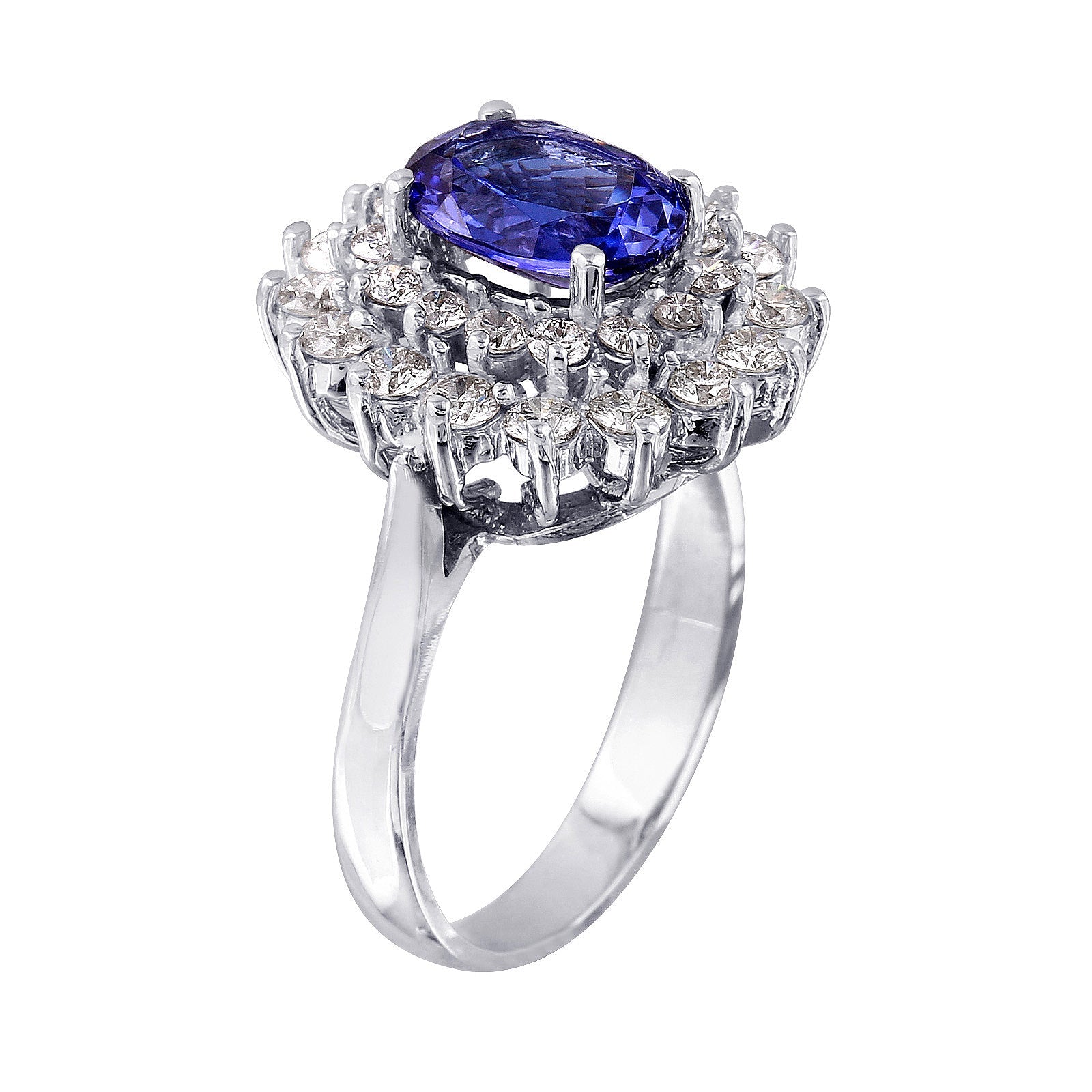 14KT White Gold 3.27ctw Tanzanite & Diamond Cocktail Ring Size 6.75