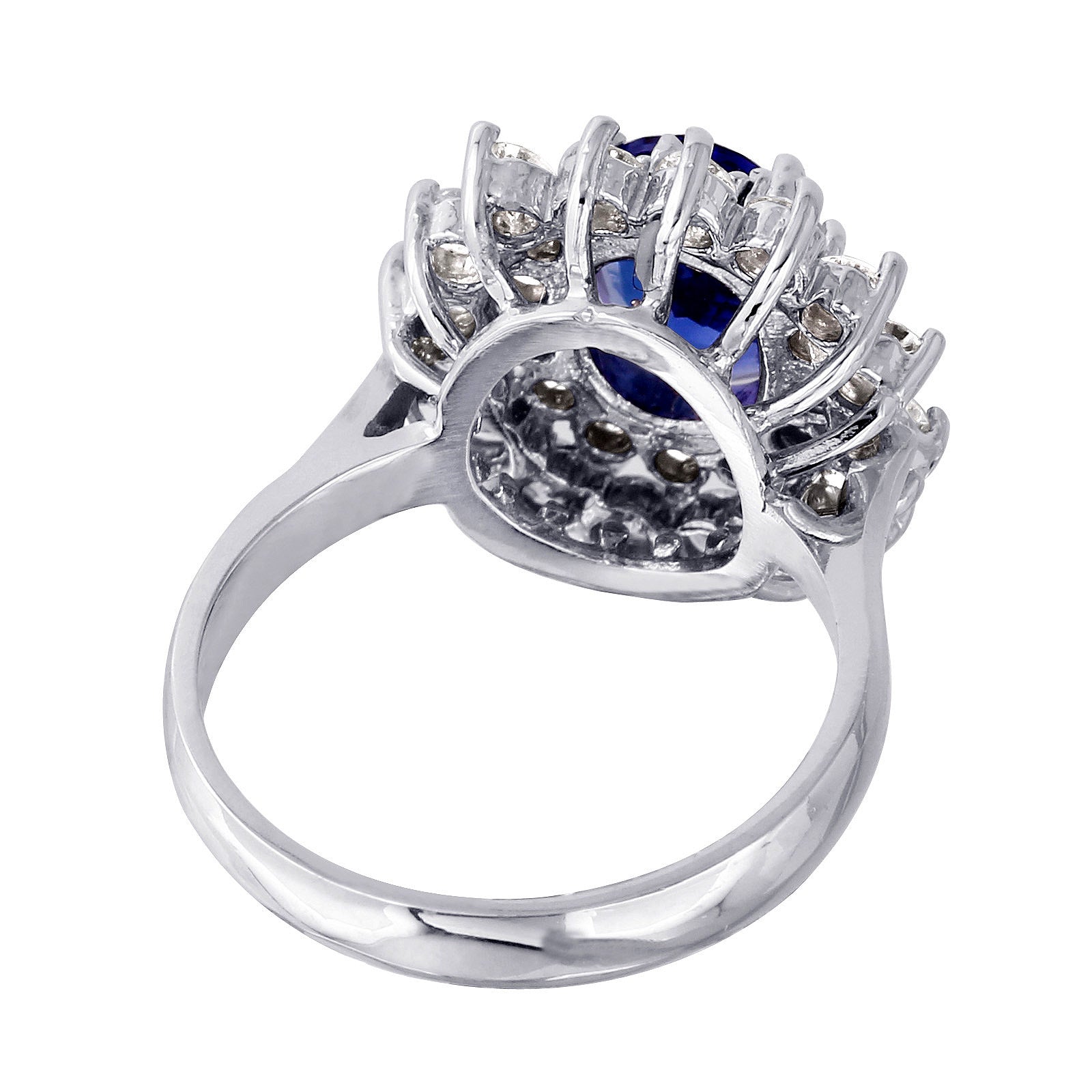 14KT White Gold 3.27ctw Tanzanite & Diamond Cocktail Ring Size 6.75