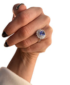 14KT White Gold 3.27ctw Tanzanite & Diamond Cocktail Ring Size 6.75