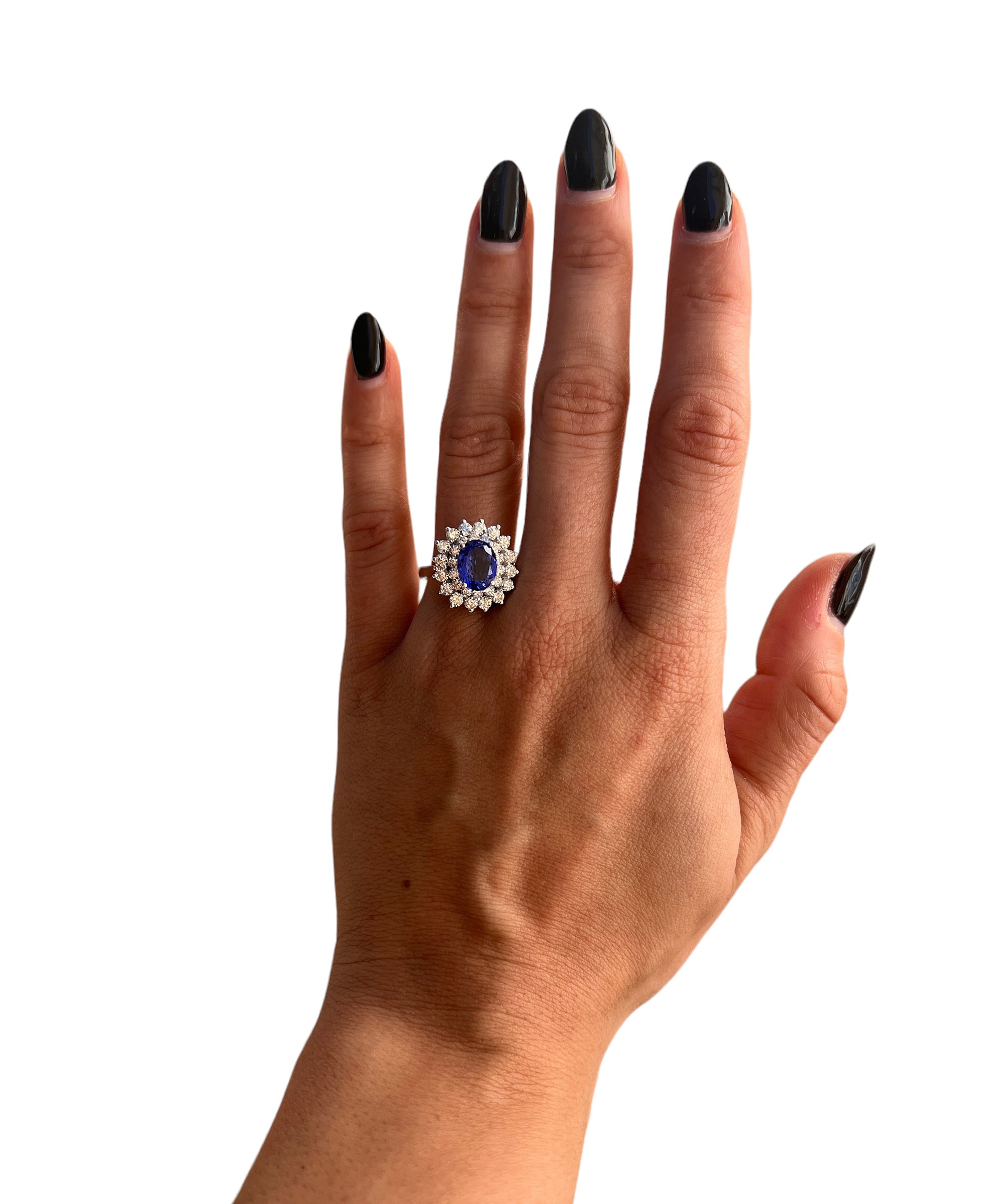 14KT White Gold 3.27ctw Tanzanite & Diamond Cocktail Ring Size 6.75