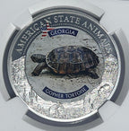 Georgia Gopher Tortise MS70 US State Animal 1 Oz Silver Coin 5 Dollar