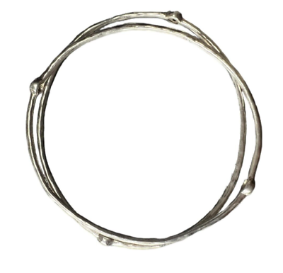 Two Ippolita Hammered Sterling Silver 925 Bangles with 0.12ctw Stardust Diamonds