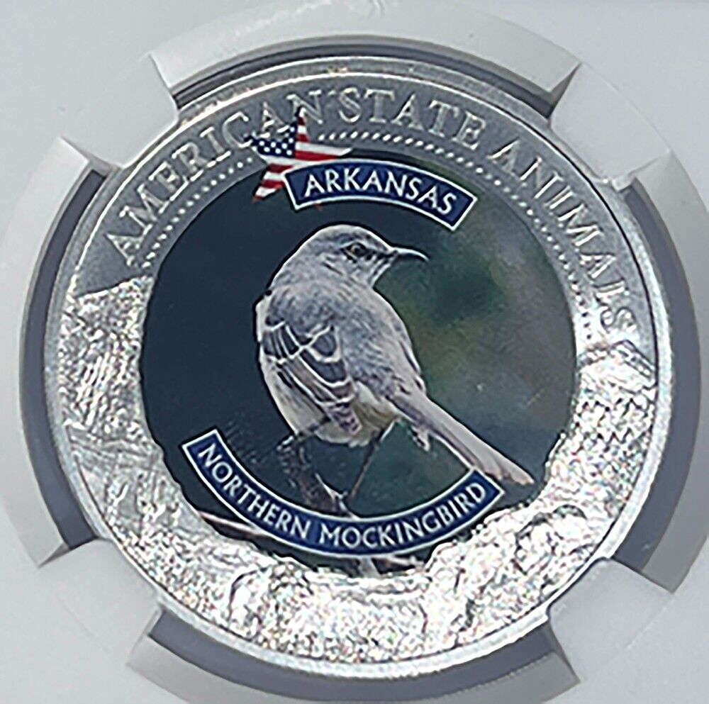 Arkansas Northern Mockingbird MS70 US State Animal 1 Oz Silver Coin 5 Dollar