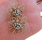 14kt Yellow Gold and 1.12ctw Diamond Cluster Earrings with Flower Shaped Jackets
