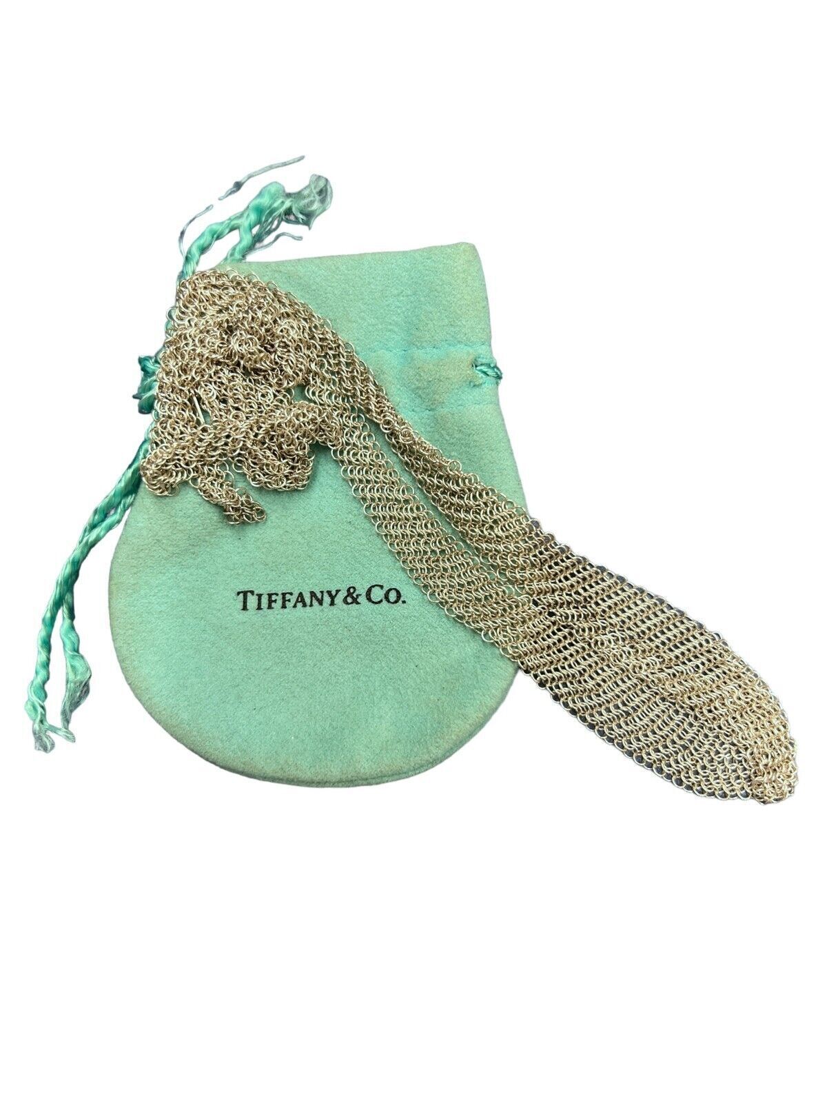 Tiffany & Co Elsa Peretti Mesh Bib Necklace Sterling Silver 26