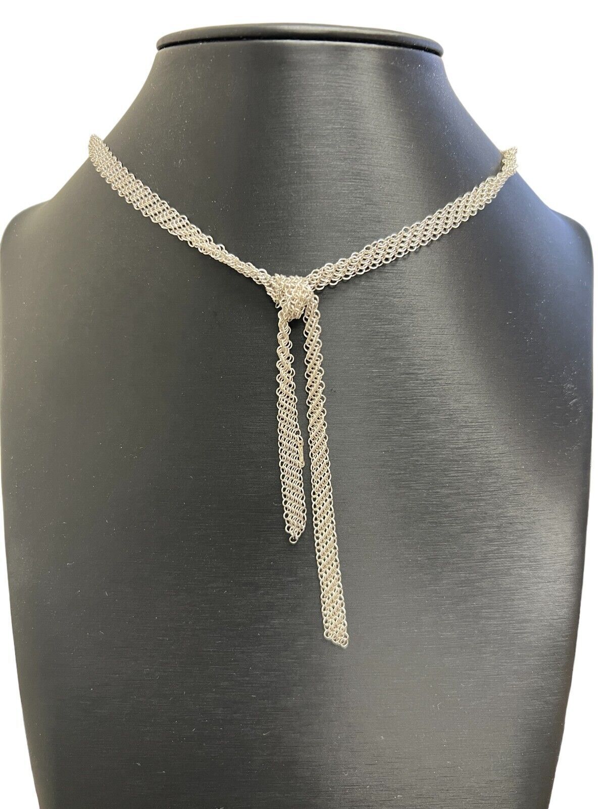 Tiffany & Co Elsa Peretti Mesh Bib Necklace Sterling Silver 26