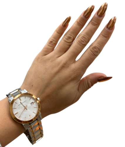 Burberry "The City" BU9006 Stainless Steel Rose Plated 38 mm Unisex Watch 7.5in