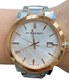 Burberry "The City" BU9006 Stainless Steel Rose Plated 38 mm Unisex Watch 7.5in