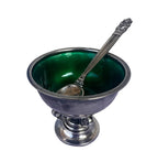 Georg Jensen Sterling Silver Salt Cellar with green Enamel #741-  Acorn / Konge