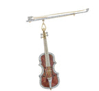 Platinum 18 Karat Yellow Gold & Diamond Violin and Bow Brooch