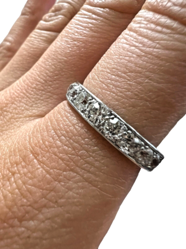 1.40ctw Diamond and Platinum Half Eternity Ring Sz 8