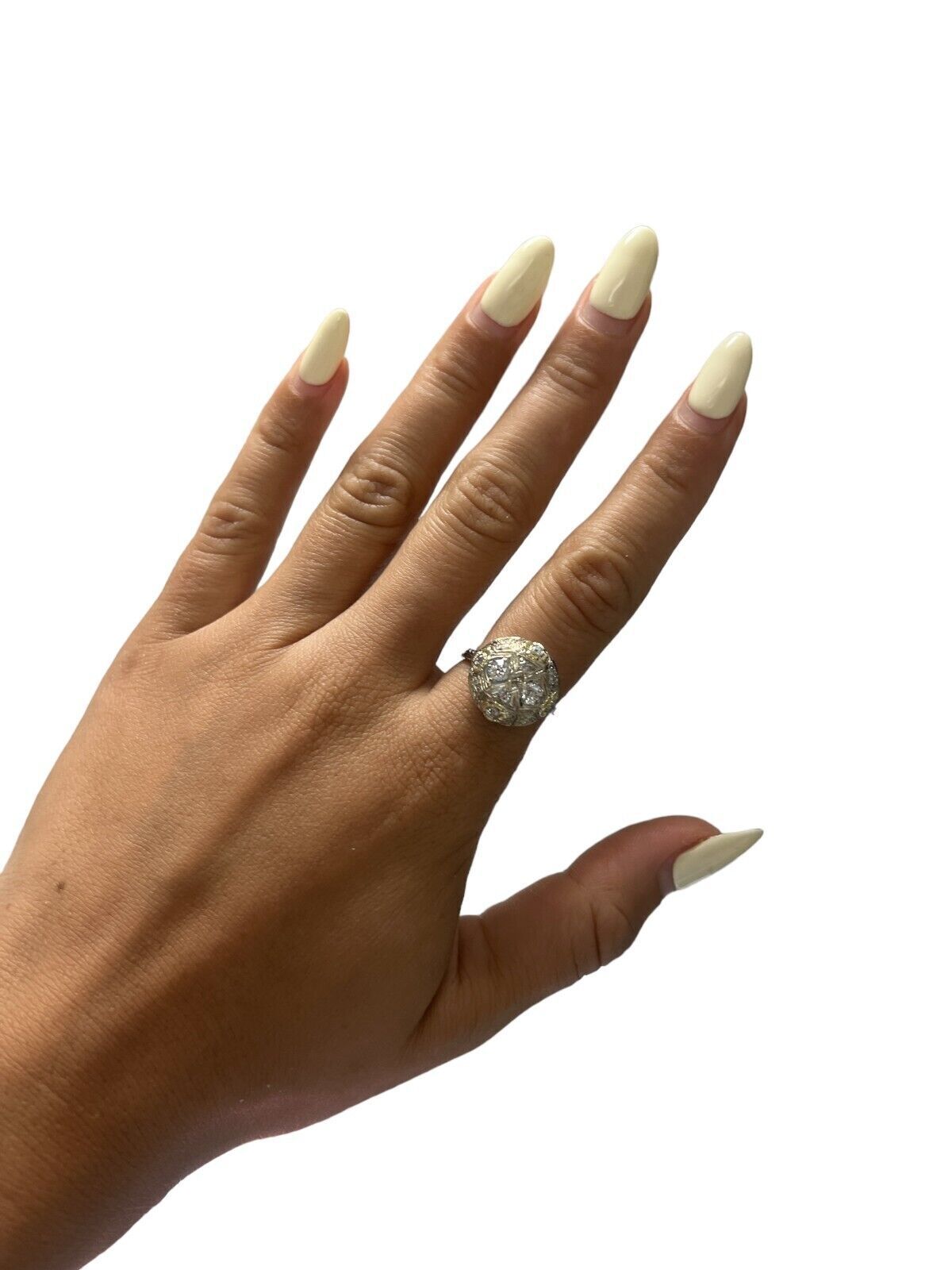 14kt White and Yellow Gold Approx. 0.54ctw European Cut Diamond Dome Ring