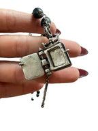 Roman Paul Sterling Silver Lion Diamond Locket with Oval Onyx Beads