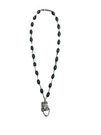 Roman Paul Sterling Silver Lion Diamond Locket with Oval Onyx Beads