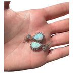 13kt White Gold 2.00ctw Opal and 0.84ctw Diamond Drop Earrings