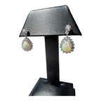 13kt White Gold 2.00ctw Opal and 0.84ctw Diamond Drop Earrings