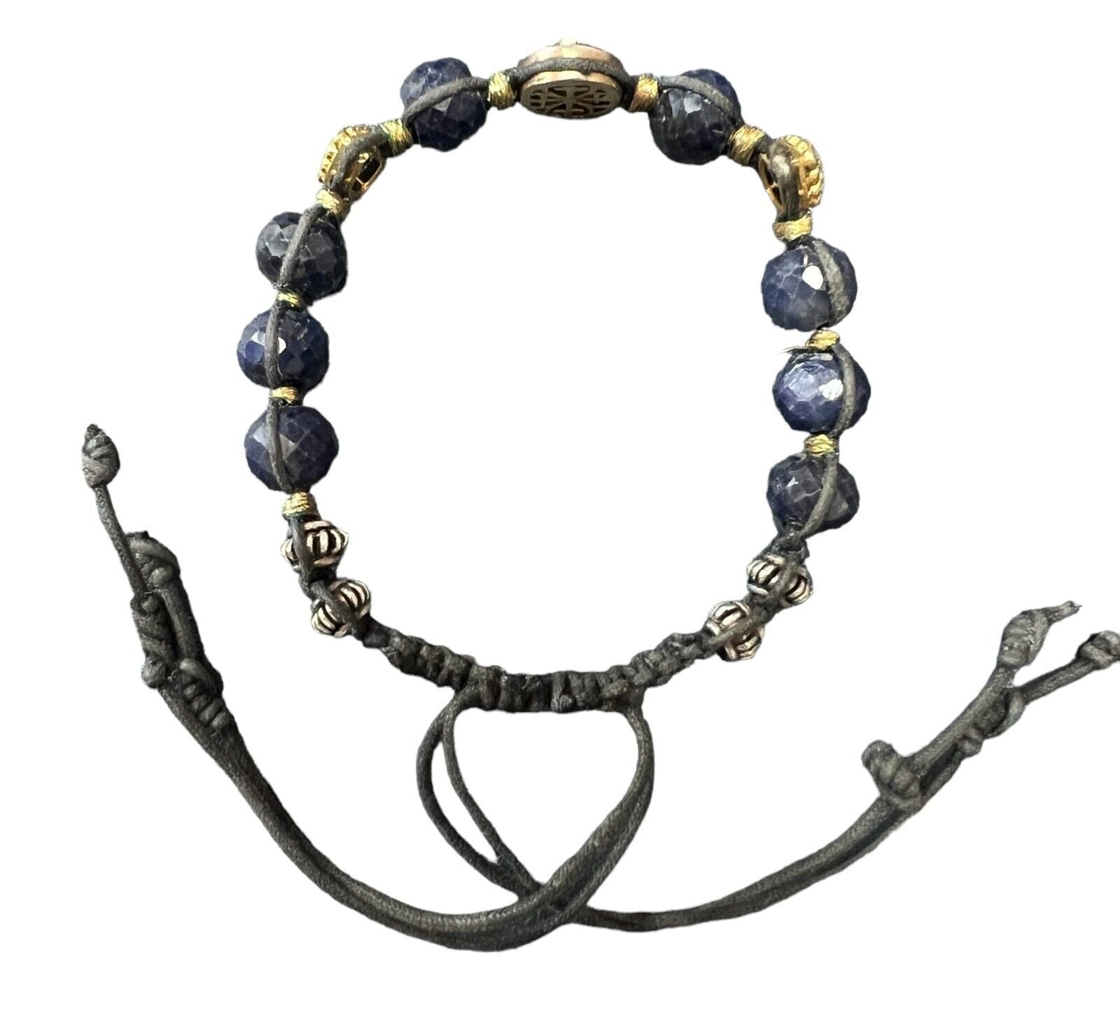 14kt Yellow Gold, Sterling Silver, Diamond, and Sapphire Shamballa Bracelet