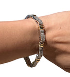 14 K Diamond Two Tone Link Tennis Bracelet (White and Yellow Gold)