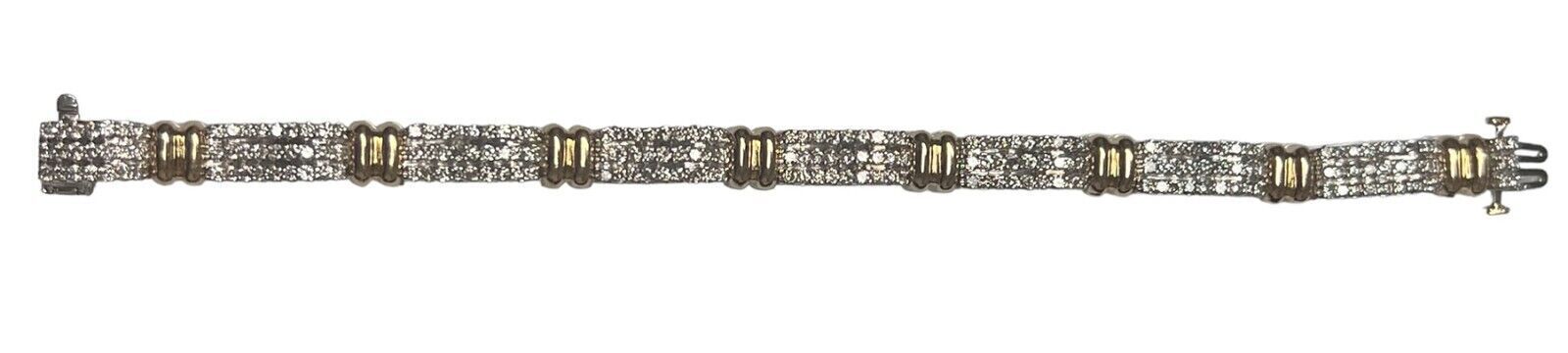 14 K Diamond Two Tone Link Tennis Bracelet (White and Yellow Gold)