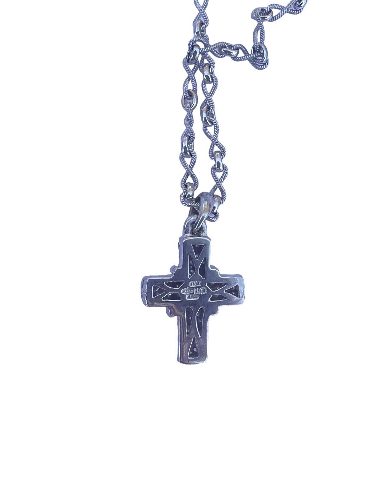 18k White Gold 0.50ctw Diamond Cross Pendant and Eternity Link Chain