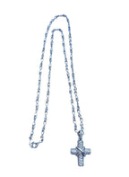 18k White Gold 0.50ctw Diamond Cross Pendant and Eternity Link Chain