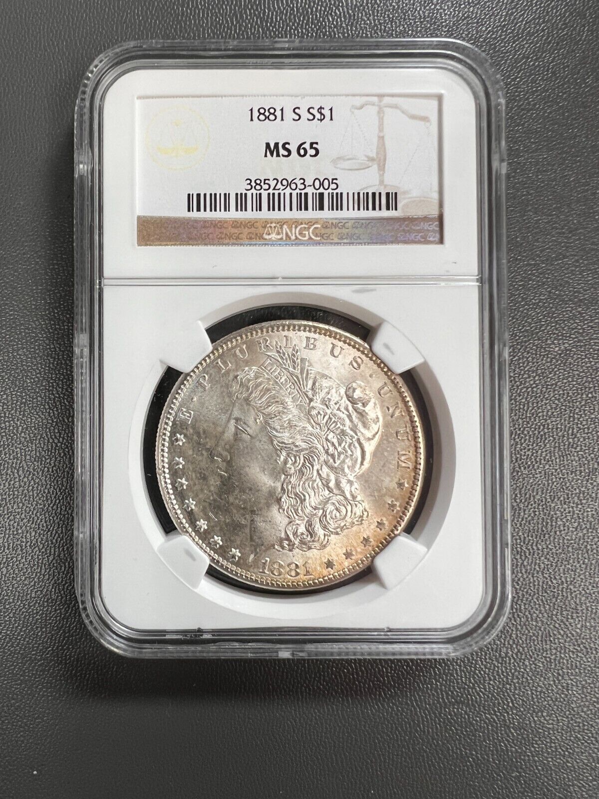1881-S Morgan Dollar CERTIFIED NGC MS 65 Silver Dollar Toning