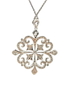 Effy 14K White Gold Black 1.35ctw Diamond Filigree Pendant, 18in