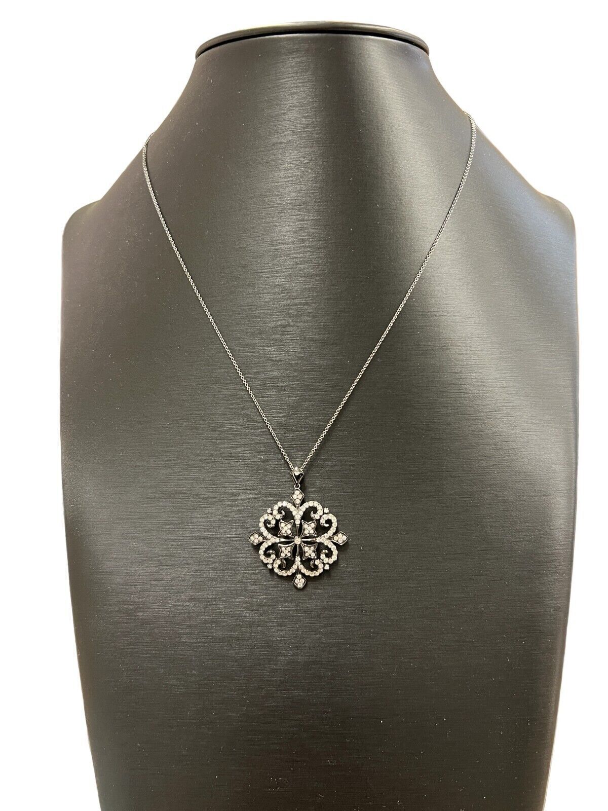 Effy 14K White Gold Black 1.35ctw Diamond Filigree Pendant, 18in