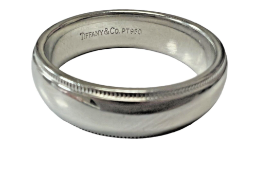 Tiffany & Co Platinum Classic Double Milgrain Wedding Band Ring 6mm Size 10 US