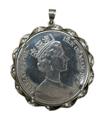 Sterling Silver Pendant With A 1996 Isle Of Man Queen Elizabeth II