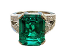 18kt White Gold Synthetic 5.11ct Emerald & 0.63ctw Diamond Ring Sz 8.5