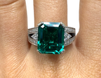 18kt White Gold Synthetic 5.11ct Emerald & 0.63ctw Diamond Ring Sz 8.5