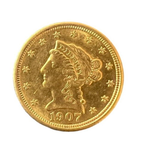 1907 dollar 2.50 Liberty Head Gold Quarter Eagle. Excellent Ungraded