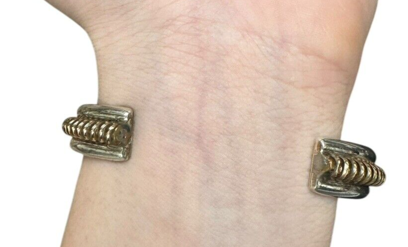 Vintage Tahe Navajo Sterling Silver & 12K Gold Coiled Twisted Cuff Bracelet