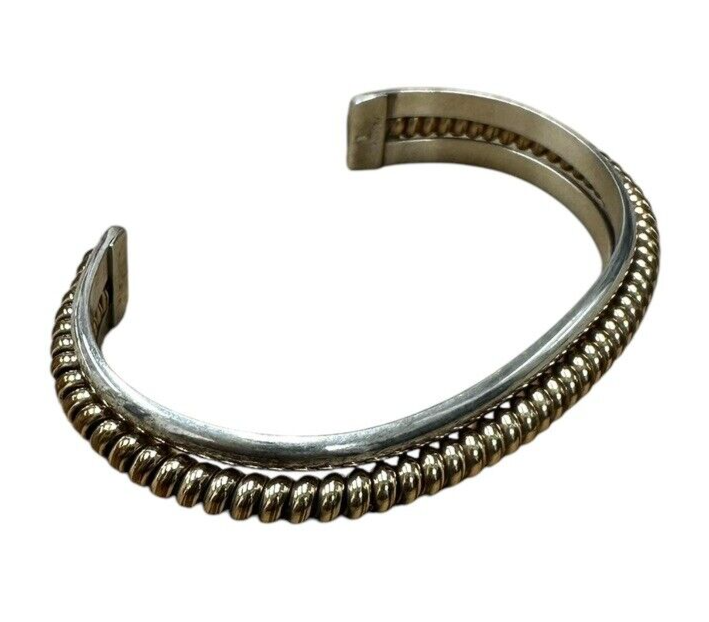 Vintage Tahe Navajo Sterling Silver & 12K Gold Coiled Twisted Cuff Bracelet